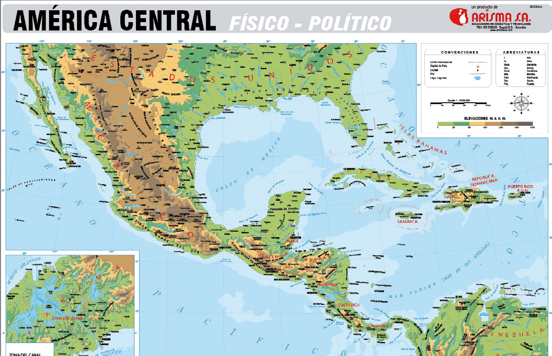 AMERICA CENTRAL FISICO Y POLITICO EN POLIVINILO - Plataforma E